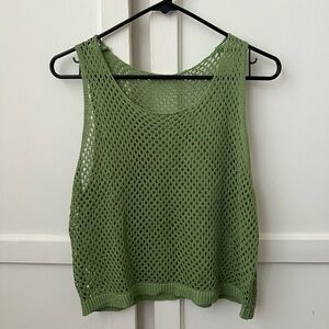 Green Mesh Festival Summer Sleeveless Top